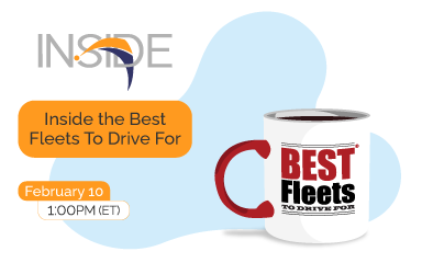 Inside webinar title and a coffee mug with the Best Fleets to Drive For logo on it